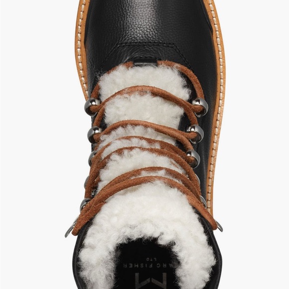 Women's Black Leather Boots with Shearling Lining - Picture 4 of 9